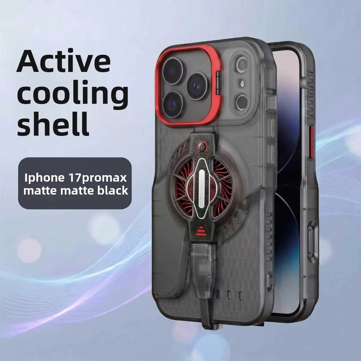 Suitable for iPhone 17ProMax – Universal Game Cooling Case with USB Powered Fan, Live Streaming Specific, Ultra-L