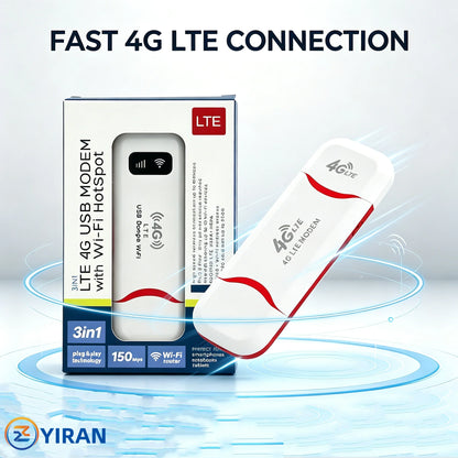 Texcom™ portable 4G LTE Pocket Wi-Fi 150 mbps speed plug and play USB modem
