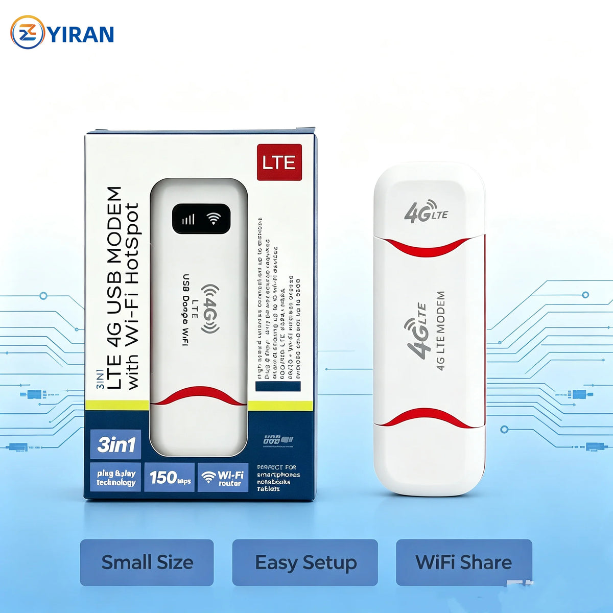 Texcom™ portable 4G LTE Pocket Wi-Fi 150 mbps speed plug and play USB modem