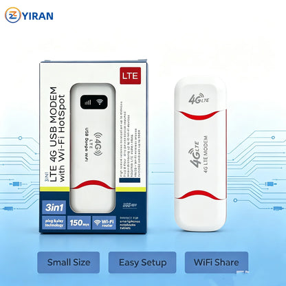 Texcom™ portable 4G LTE Pocket Wi-Fi 150 mbps speed plug and play USB modem
