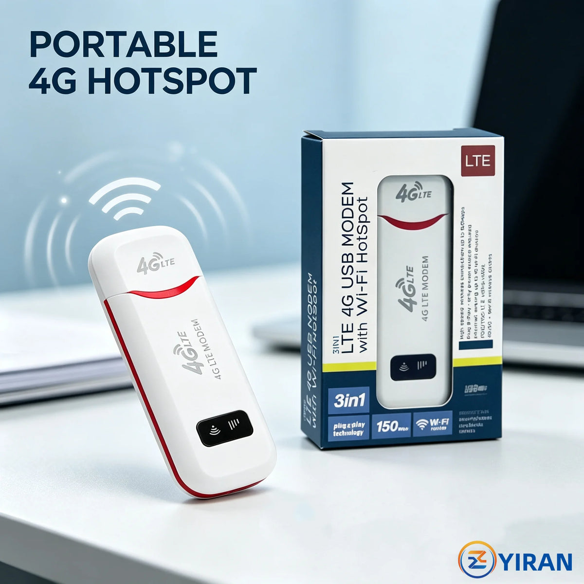 Texcom™ portable 4G LTE Pocket Wi-Fi 150 mbps speed plug and play USB modem