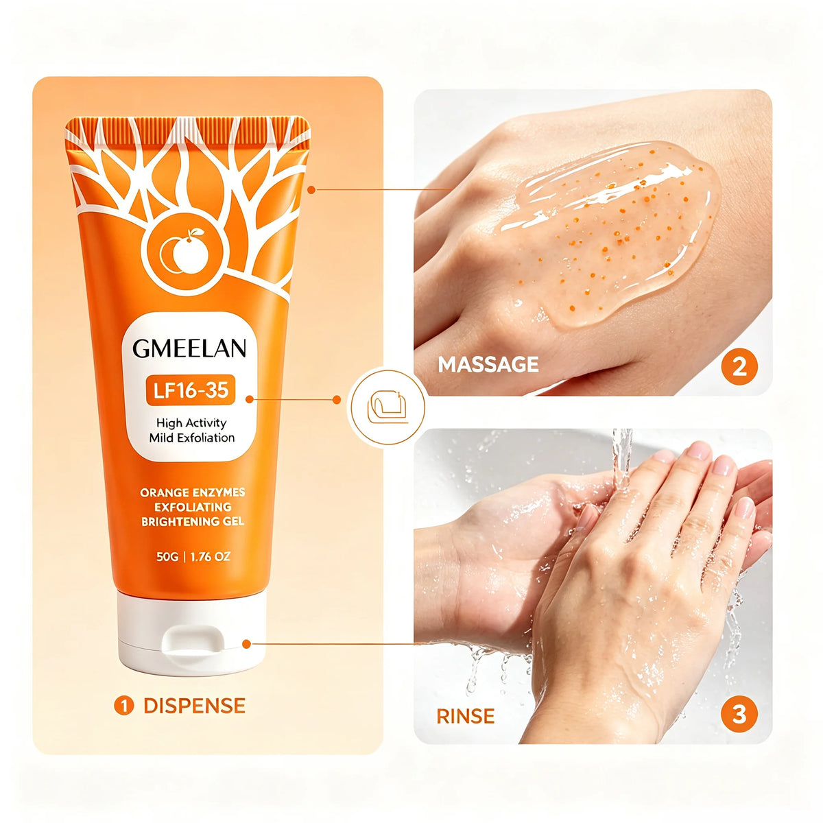 Orangel™ One Minute Orange Gentle Exfoliating gel.