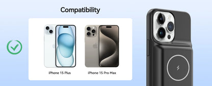 10000mAh Wireless Battery Charger Case for iPhone 15/15Pro/15 Pro Max Plus Portable Thin Power Bank Cover Battery Pack