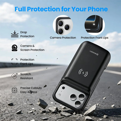 10000mah Wireless Battery Charger Case for IPhones. Magnetic Power Bank Battery Charger