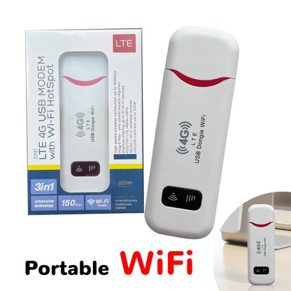 Texcom™ portable 4G LTE Pocket Wi-Fi 150 mbps speed plug and play USB modem