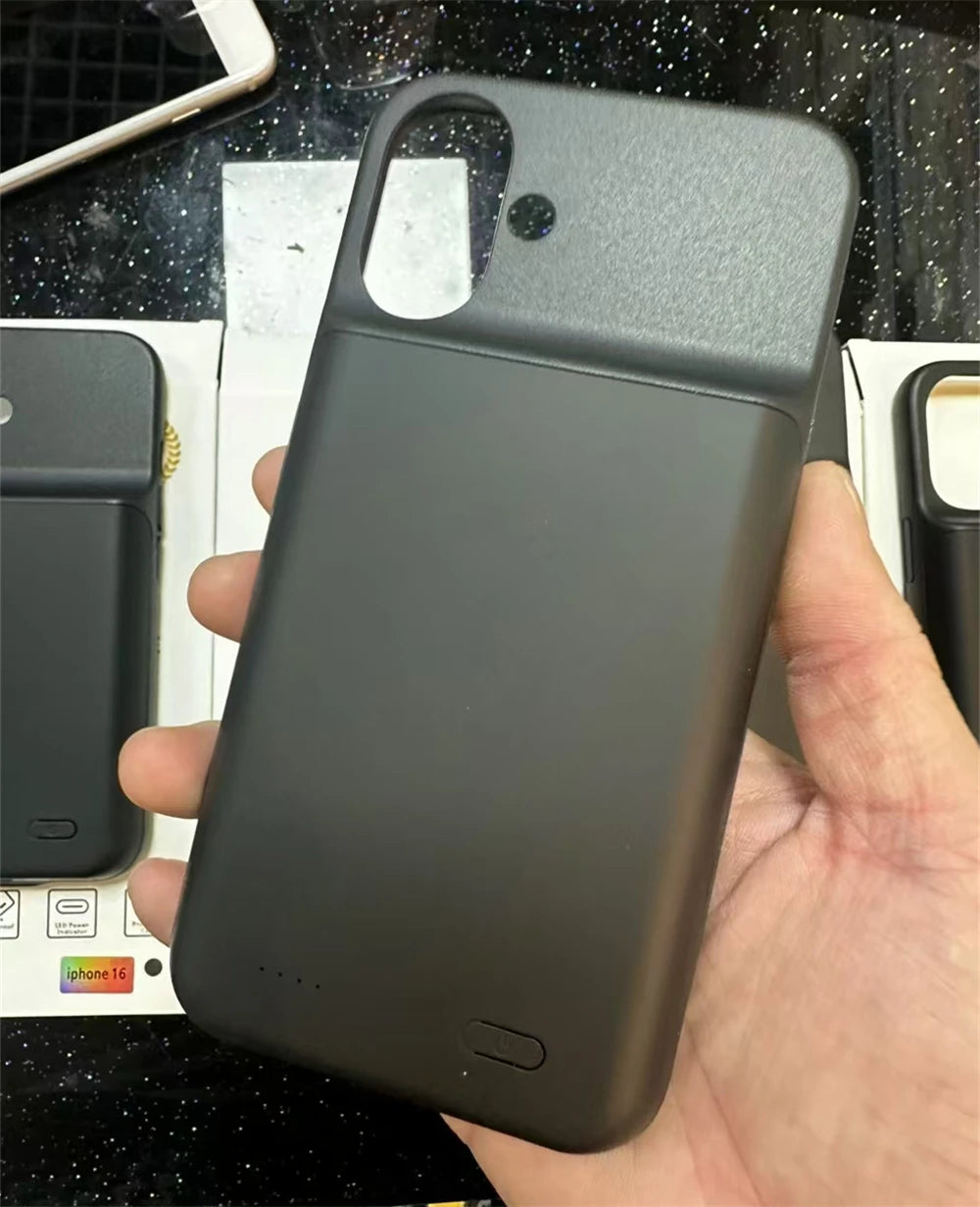 10000mAh Powerbank Cover For iPhone 17 16 Pro Max 17Air 16 Plus 16e External Battery Cases Portable Charger Power Bank Case