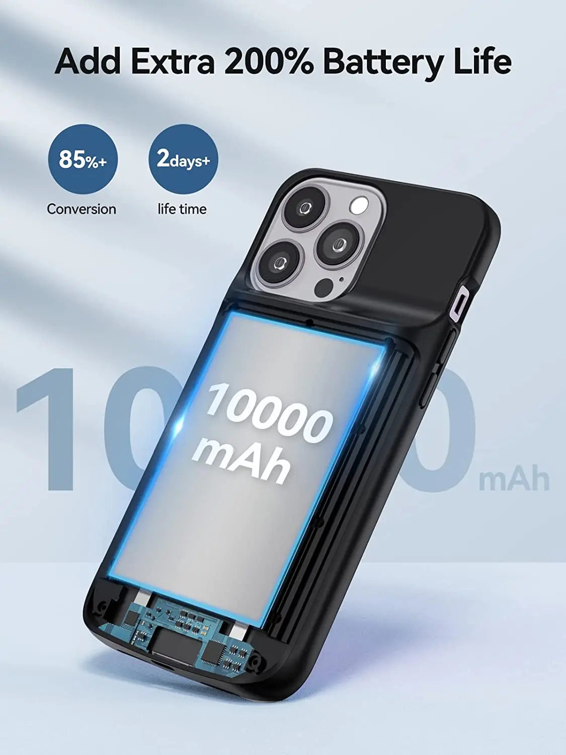 Battery Charger Case For iPhone 15 14 13 12 Pro Max Wireless Charging Power Bank Case Extended Battery Case 10000mAh