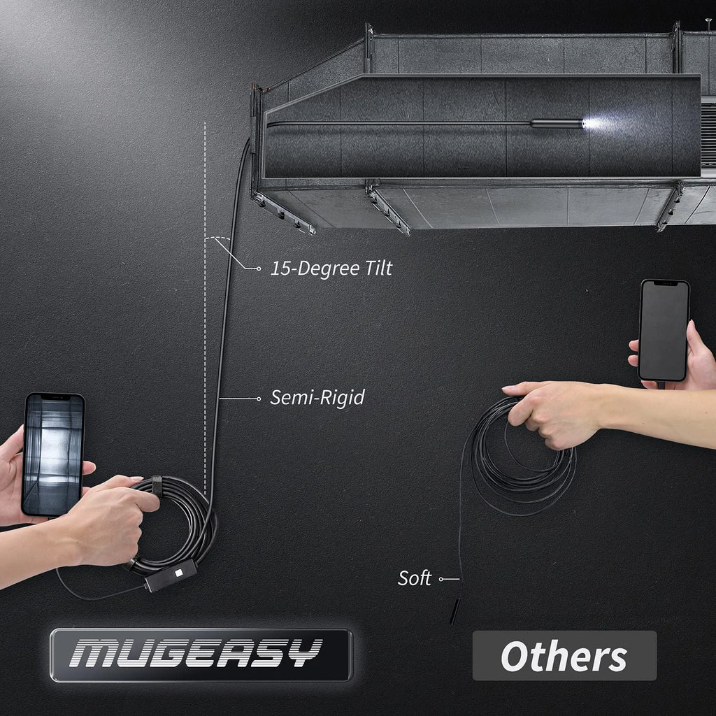 Endoscope Camera with Light, 1920P HD Borescope with 8 Lights, Waterproof for Pipe Inspection, Industrial Endoscope for Phones