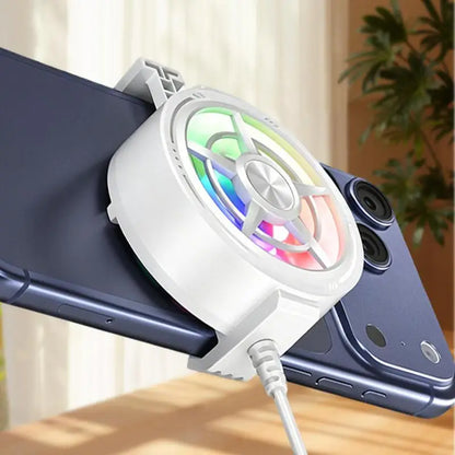 Clip On Phone Cooler Fan Travel Friendly RGB Light USB Powered Fast Cooling Radiator for Outdoor Phone Use