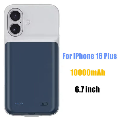 10000mAh Powerbank Cover For iPhone 17 16 Pro Max 17Air 16 Plus 16e External Battery Cases Portable Charger Power Bank Case