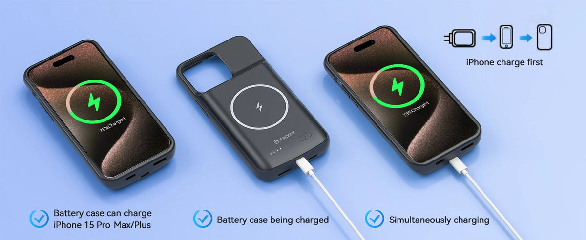 10000mAh Wireless Battery Charger Case for iPhone 15/15Pro/15 Pro Max Plus Portable Thin Power Bank Cover Battery Pack