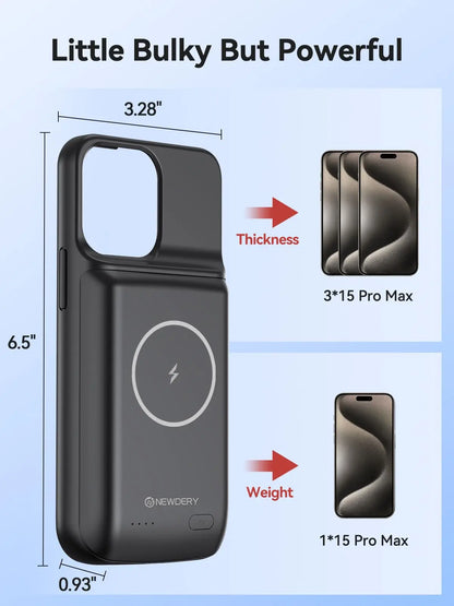 10000mAh Wireless Battery Charger Case for iPhone 15/15Pro/15 Pro Max Plus Portable Thin Power Bank Cover Battery Pack