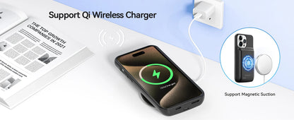 10000mAh Wireless Battery Charger Case for iPhone 15/15Pro/15 Pro Max Plus Portable Thin Power Bank Cover Battery Pack