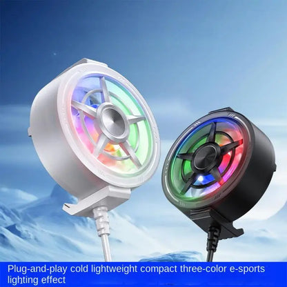 Clip On Phone Cooler Fan Travel Friendly RGB Light USB Powered Fast Cooling Radiator for Outdoor Phone Use