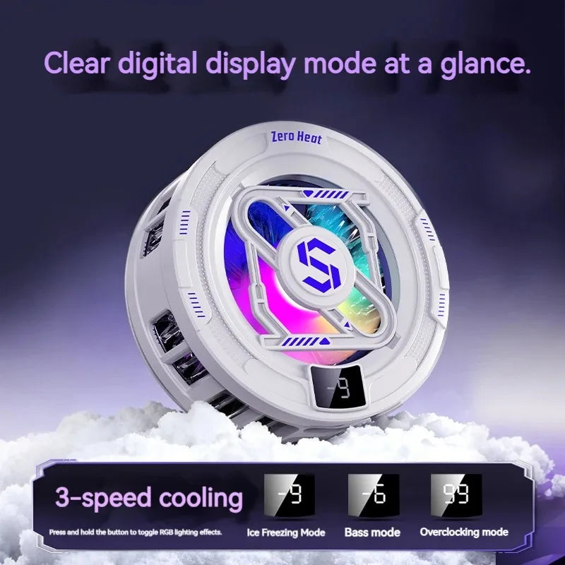 15W Stylish Phone Cooler, Cooling Fan, Ultra-Fast Cooling, RGB Lighting, For Most Popular Phones, Gaming, Esports Etc.