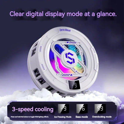 15W Stylish Phone Cooler, Cooling Fan, Ultra-Fast Cooling, RGB Lighting, For Most Popular Phones, Gaming, Esports Etc.