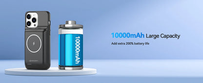 10000mAh Wireless Battery Charger Case for iPhone 15/15Pro/15 Pro Max Plus Portable Thin Power Bank Cover Battery Pack