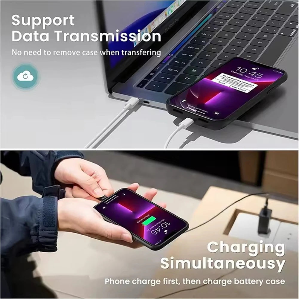 10000mAh Powerbank Cover For iPhone 17 16 Pro Max 17Air 16 Plus 16e External Battery Cases Portable Charger Power Bank Case