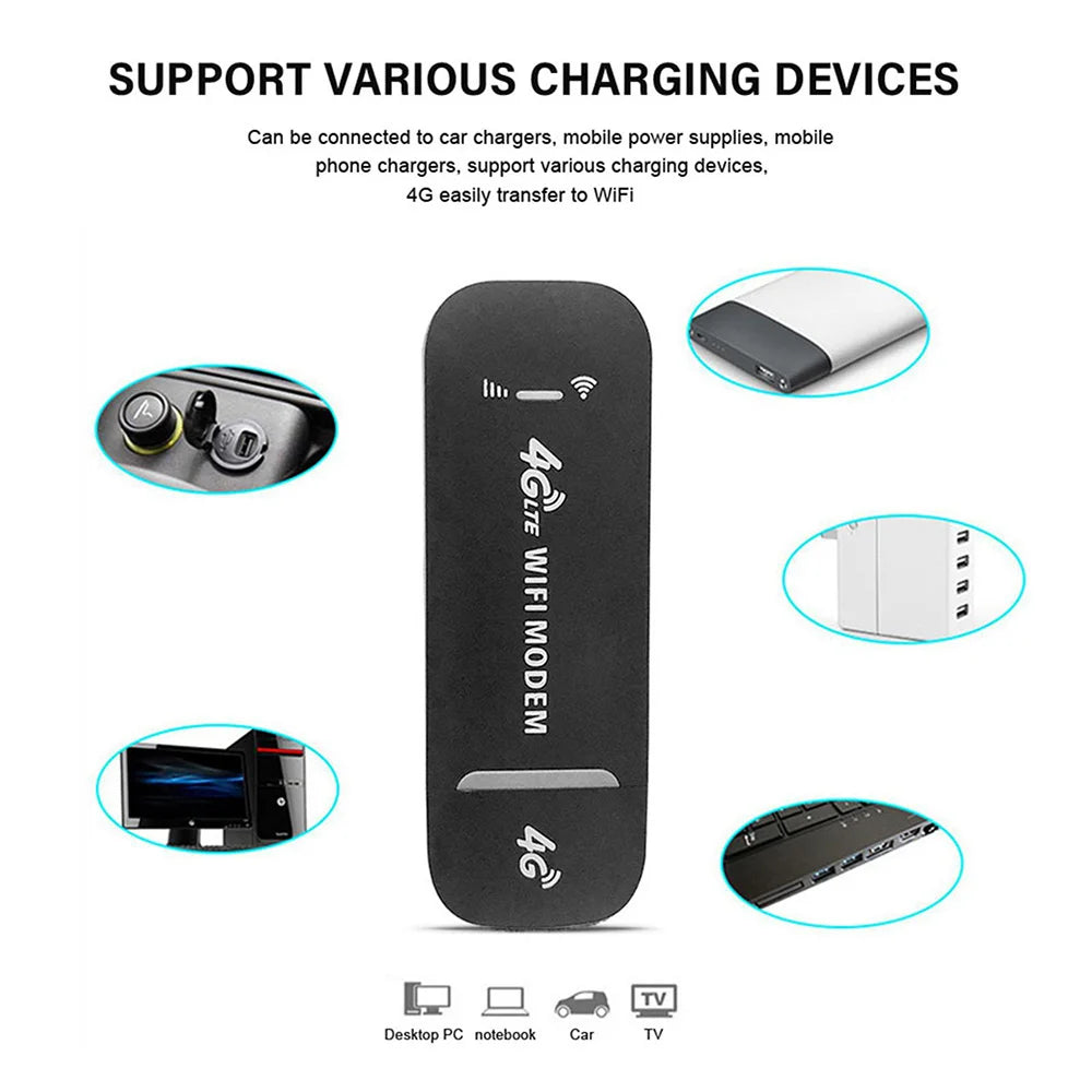 Texcom™ portable 4G LTE Pocket Wi-Fi 150 mbps speed plug and play USB modem