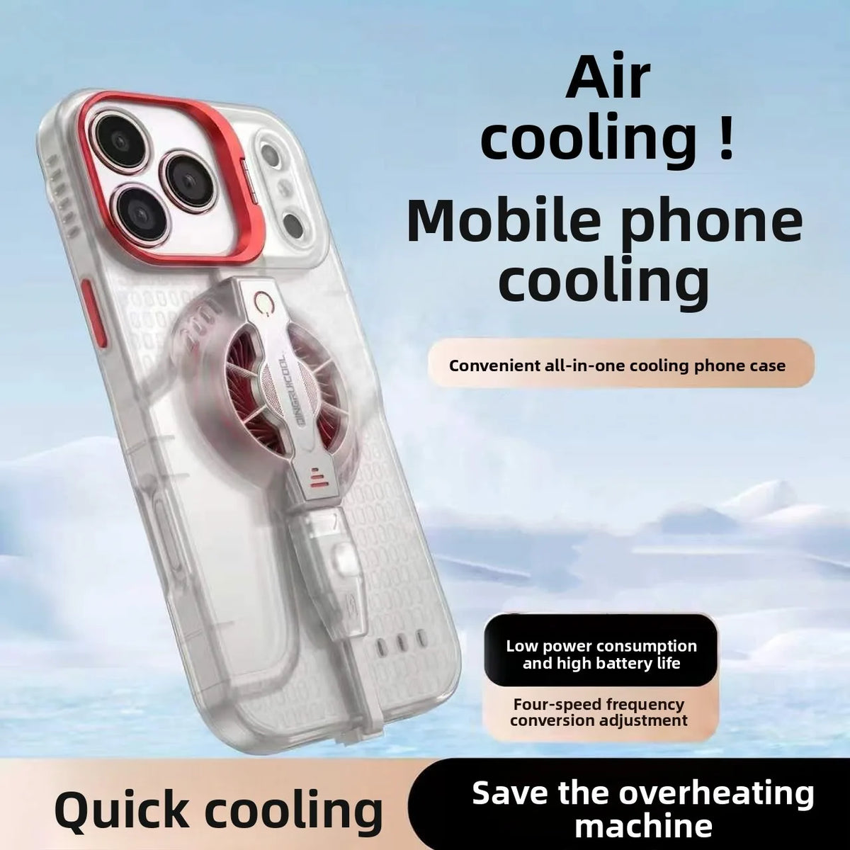 Suitable for iPhone 17ProMax – Universal Game Cooling Case with USB Powered Fan, Live Streaming Specific, Ultra-L