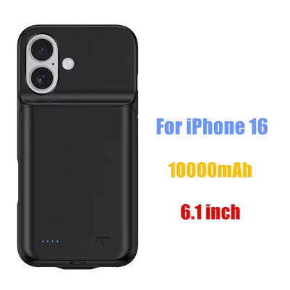 10000mAh Powerbank Cover For iPhone 17 16 Pro Max 17Air 16 Plus 16e External Battery Cases Portable Charger Power Bank Case
