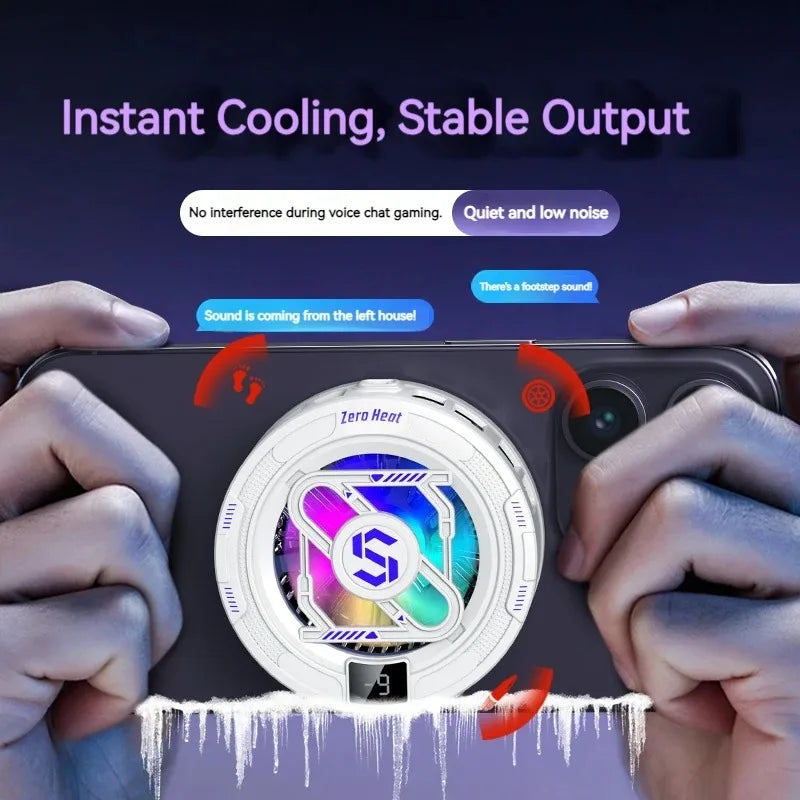 15W Stylish Phone Cooler, Cooling Fan, Ultra-Fast Cooling, RGB Lighting, For Most Popular Phones, Gaming, Esports Etc.