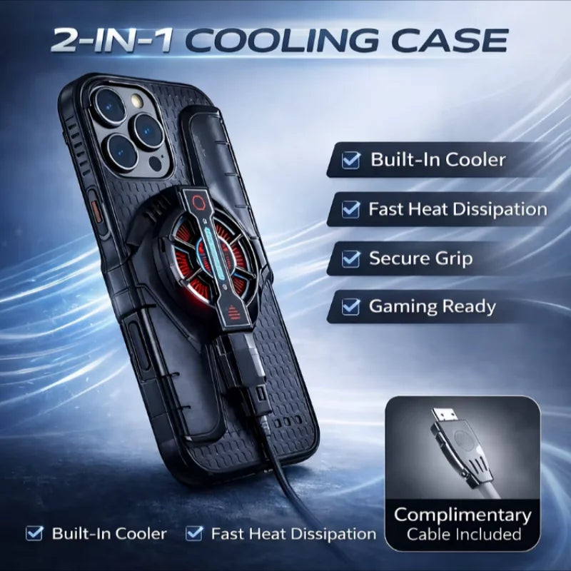 Universal iPhone Game Cooling case with USB Powered Fan, Live Stream Specific, Ultra-L