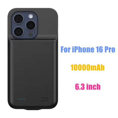 10000mAh Powerbank Cover For iPhone 17 16 Pro Max 17Air 16 Plus 16e External Battery Cases Portable Charger Power Bank Case
