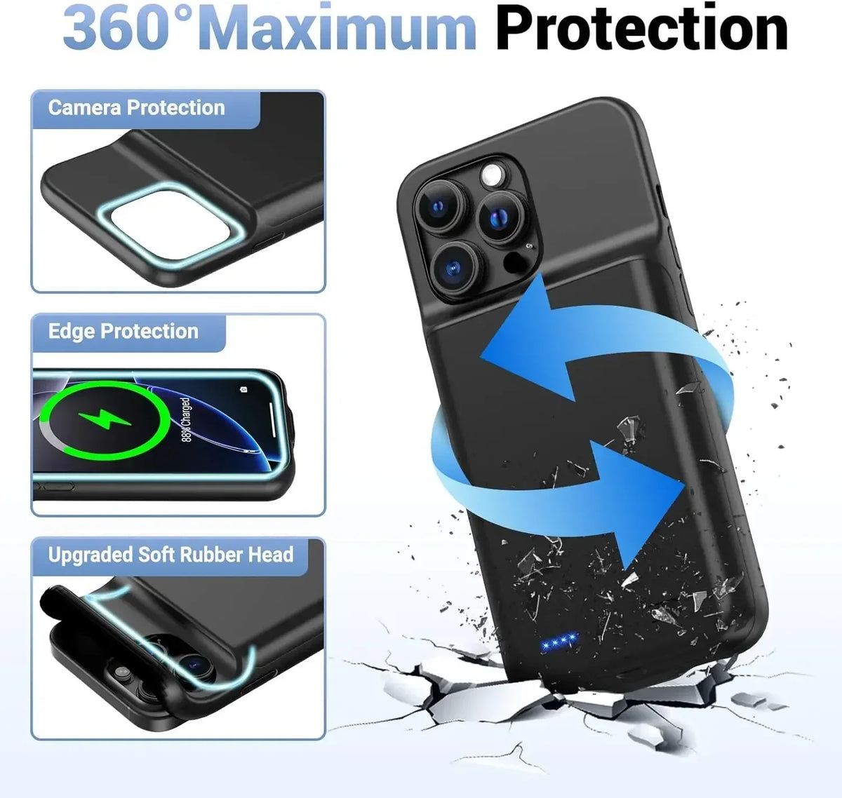 10000mah Battery Charger Case for IPhone 18 Pro Max 17 Air 12 13 Mini 14 15 Pro 16E 16 Plus 11 6 6S 7 8 Power Bank Mobile Phone