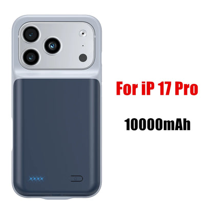 10000mAh Powerbank Cover For iPhone 17 16 Pro Max 17Air 16 Plus 16e External Battery Cases Portable Charger Power Bank Case