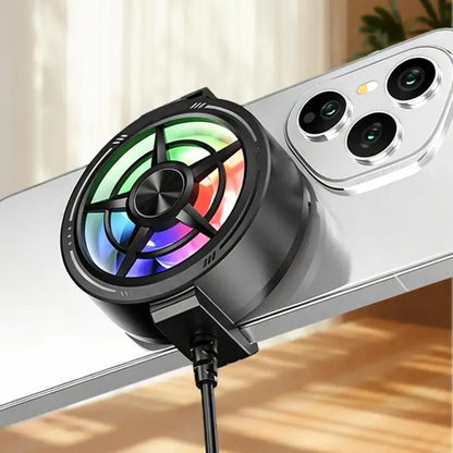 Clip On Phone Cooler Fan Travel Friendly RGB Light USB Powered Fast Cooling Radiator for Outdoor Phone Use