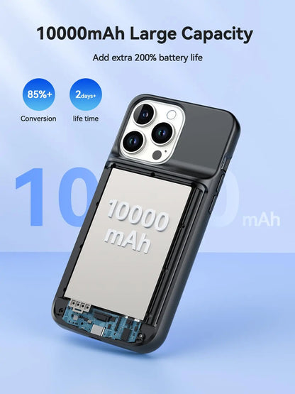 10000mAh Wireless Battery Charger Case for iPhone 15/15Pro/15 Pro Max Plus Portable Thin Power Bank Cover Battery Pack