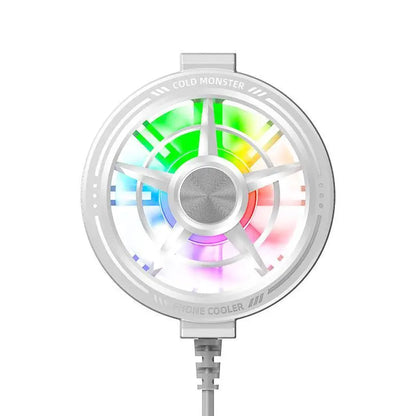 Clip On Phone Cooler Fan Travel Friendly RGB Light USB Powered Fast Cooling Radiator for Outdoor Phone Use
