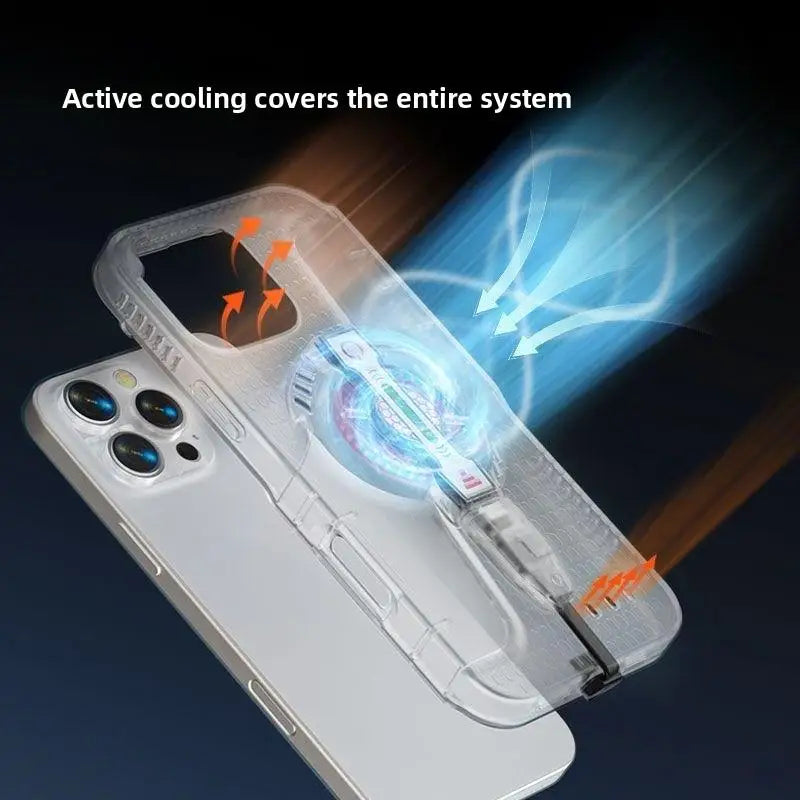 Suitable for iPhone 17ProMax – Universal Game Cooling Case with USB Powered Fan, Live Streaming Specific, Ultra-L