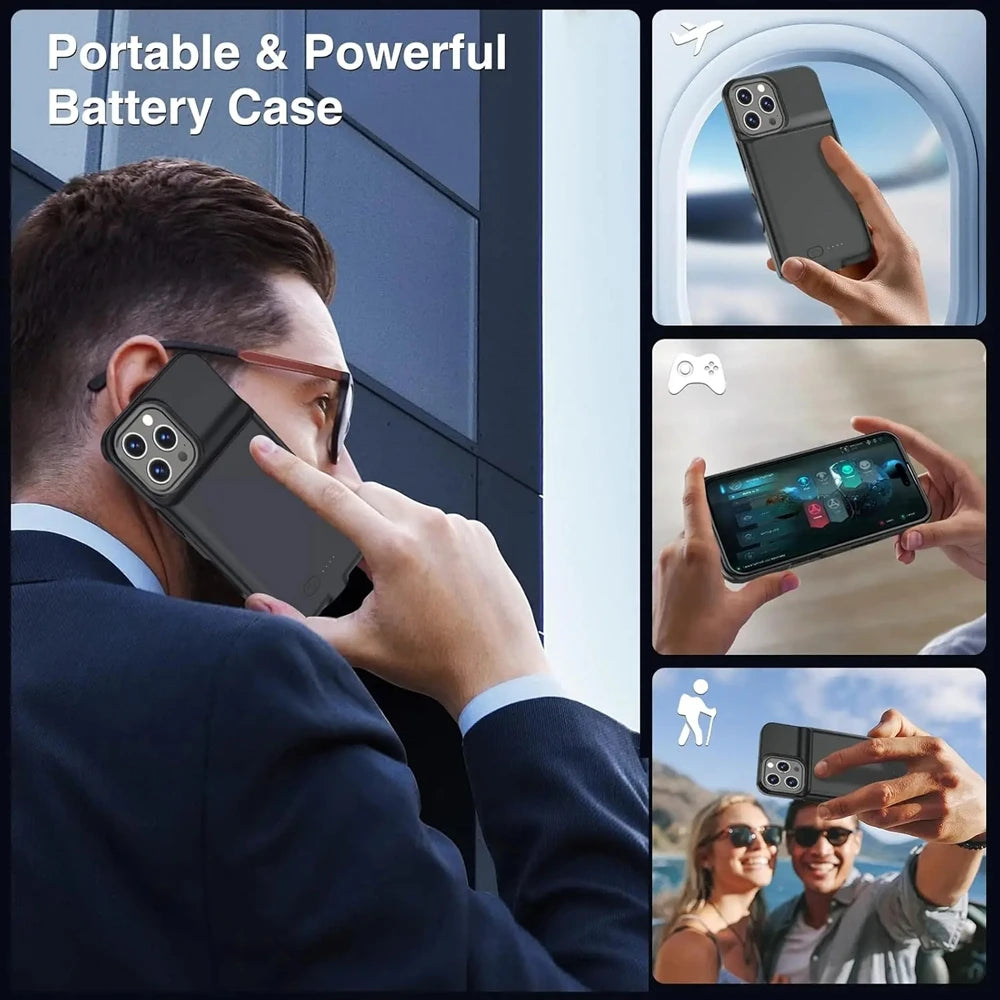 10000mAh Powerbank Cover For iPhone 17 16 Pro Max 17Air 16 Plus 16e External Battery Cases Portable Charger Power Bank Case