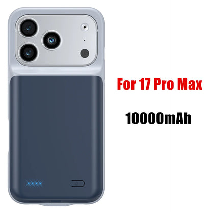 10000mAh Powerbank Cover For iPhone 17 16 Pro Max 17Air 16 Plus 16e External Battery Cases Portable Charger Power Bank Case