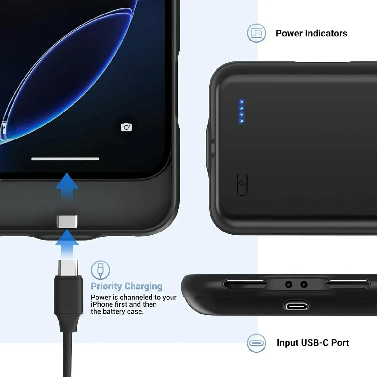 10000mah Battery Charger Case for IPhone 18 Pro Max 17 Air 12 13 Mini 14 15 Pro 16E 16 Plus 11 6 6S 7 8 Power Bank Mobile Phone