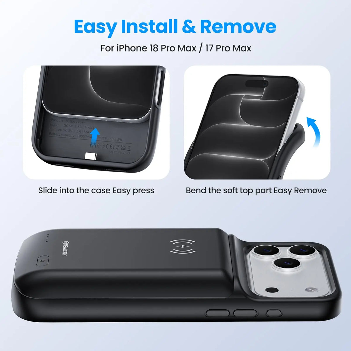 10000mah Wireless Battery Charger Case for IPhones. Magnetic Power Bank Battery Charger