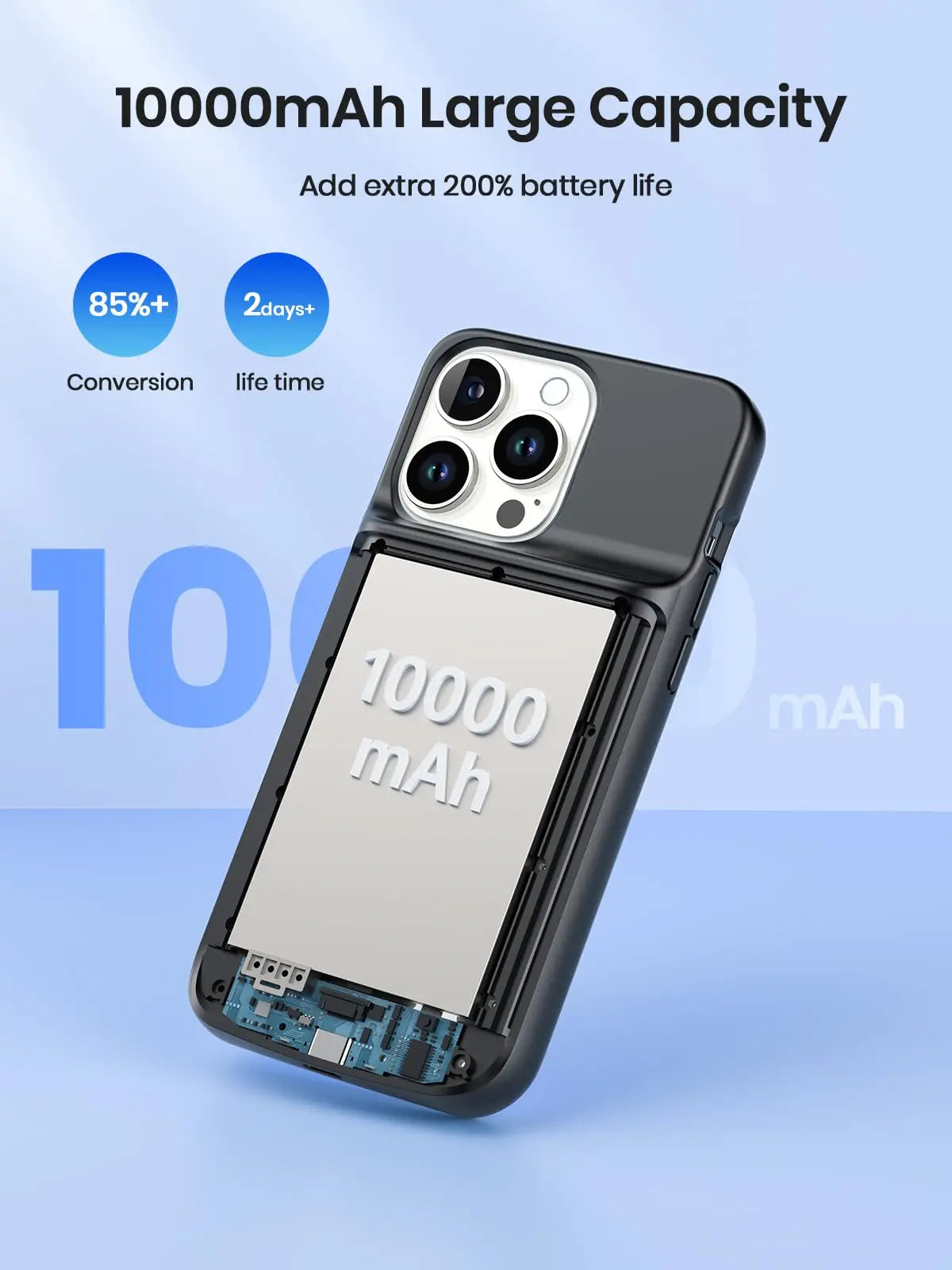 10000mAh Wireless Battery Charger Case for iPhone 15/15Pro/15 Pro Max Plus Portable Thin Power Bank Cover Battery Pack