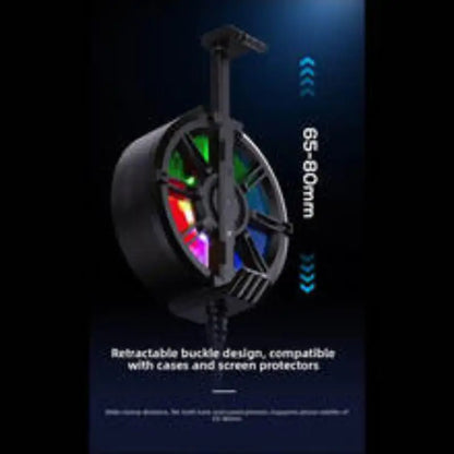 Clip On Phone Cooler Fan Travel Friendly RGB Light USB Powered Fast Cooling Radiator for Outdoor Phone Use