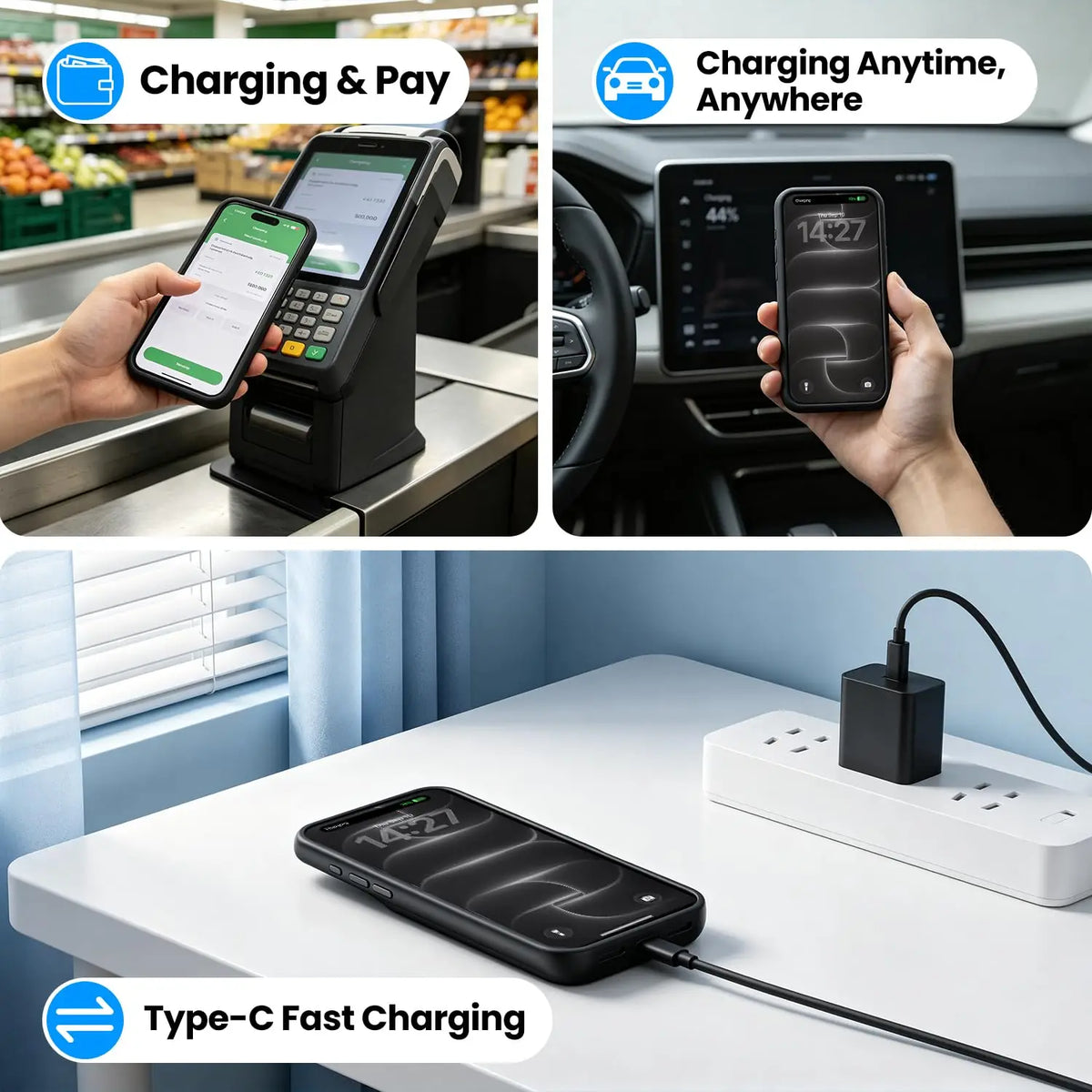 10000mah Wireless Battery Charger Case for IPhones. Magnetic Power Bank Battery Charger